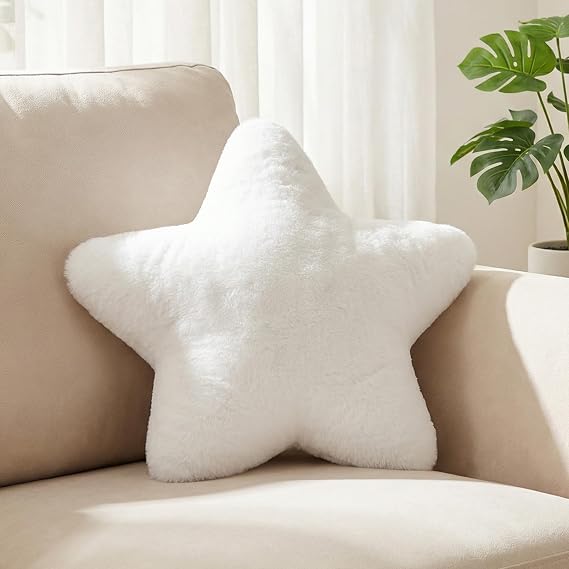 Plush Star Pillow - Soft Plush Cute Decorative Throw Pillows for Warm Companionship, 30cm Soft Star Pillow Cushion for Couch Bed Nursery Car Home Chair Floor Reading Nook, for Kids and Adults(White)