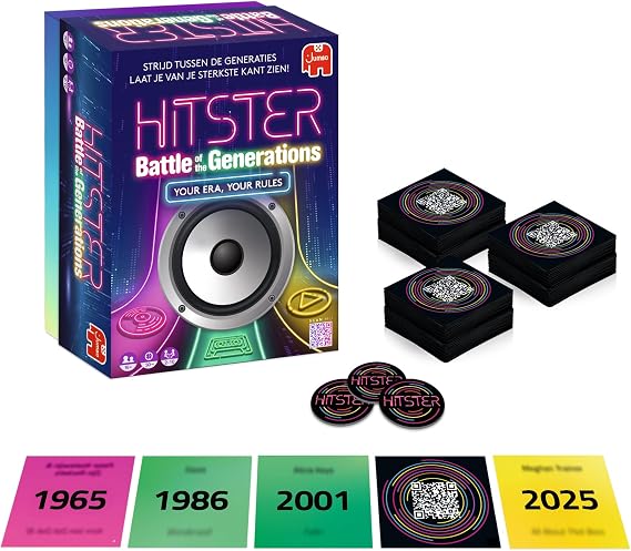 Hitster Battle of the Generations NL, Musical Party Board Game, 420+ Songs
