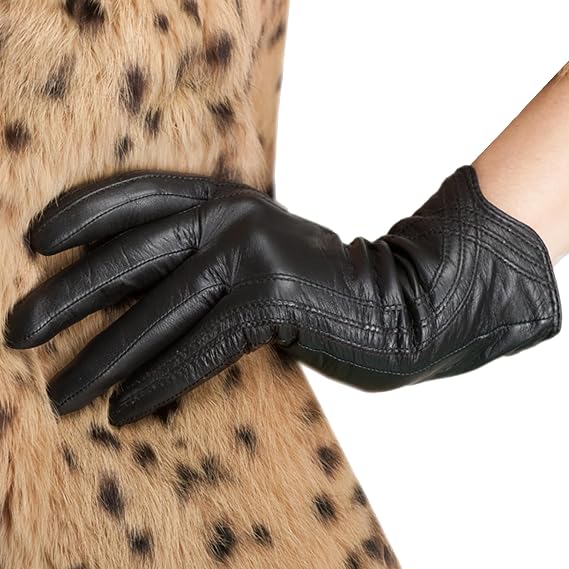 Nappa Leather Gloves Warm Handmade Curve Lambskin for Women