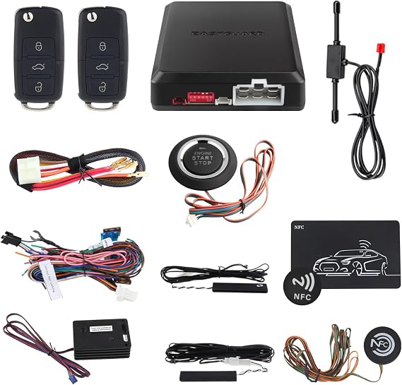 EASYGUARD EC002-V-NS Passive keyless Entry PKE car Alarm Push Button Start Remote Engine Start Vibration Alarm DC12V
