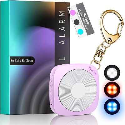 WSDCAM Personal Safety Alarm for Women, 130dB Loud Keychain Alarm with 3-Color LED Safety Light, Rechargeable Self Defense Keychain Personal Alarms for Women, MissCubieTMGlowSafe Box Purple