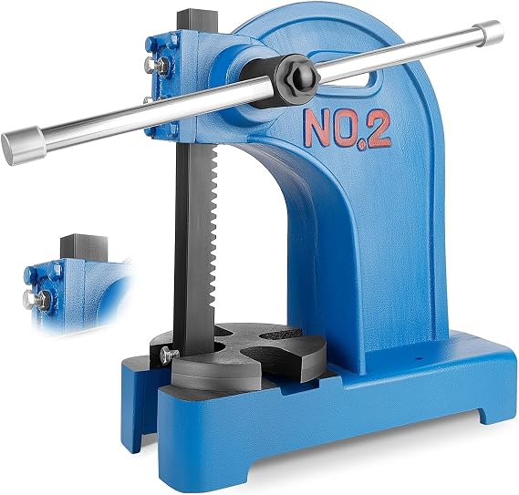 Arbor Press, 2 Ton Manual Arbor Press with Handwheel, 8.5" Maximum Height, Cast Iron Heavy-duty Manual Desktop Arbor Press, Precision Hand Press for Stamping, Bending, Stretching, Forming (Blue)