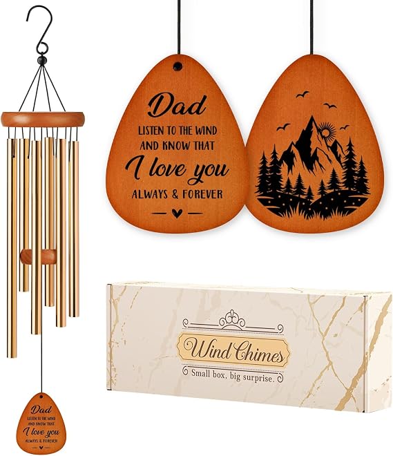Gift for Dad, Dad Gifts Wind Chimes, Dads Birthday Gift, Fathers Day Christmas Birthday Gifts from Daughter Son, Unique Wind Chimes Presents for Dads, 25.5in