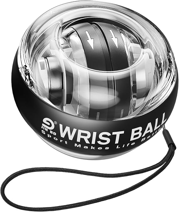 JIN BD Auto-Start Wrist Ball, Upgraded Gyroscopic Forearm Exerciser and Grip Trainer for Hand, Finger & Arm Strength Training, Wrist Strengthener with Storage Bag for Home Gym & Sports Fitness