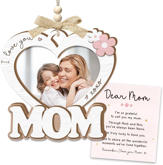 Mom Picture Frame Ornament (Heart)