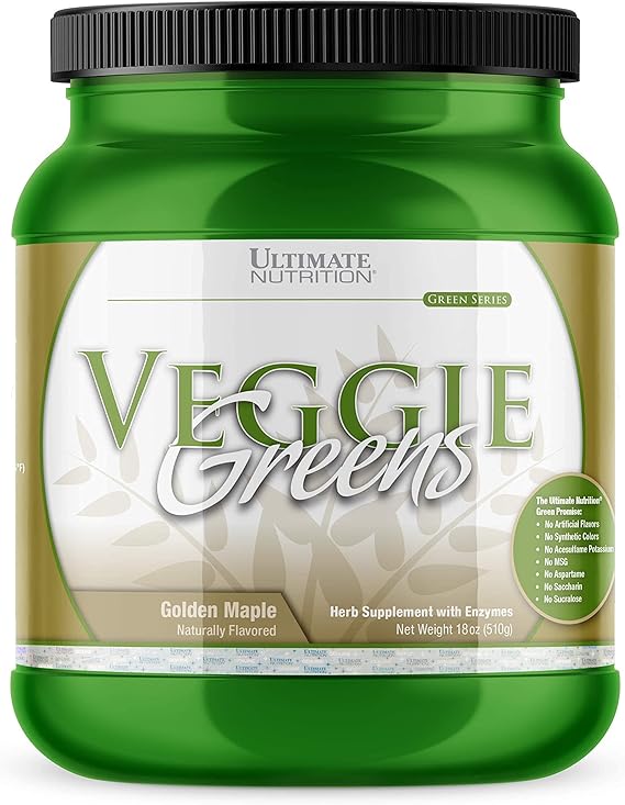 Ultimate Nutrition Veggie Greens Vegetable Protein Powder Golden Maple 18oz