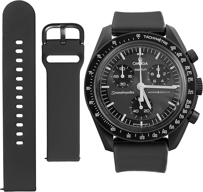 Watch Band for Omega X Swatch Moonswatch Watch Strap Speedmaster 20MM Quick Release Rubber Watch Strap Replacement