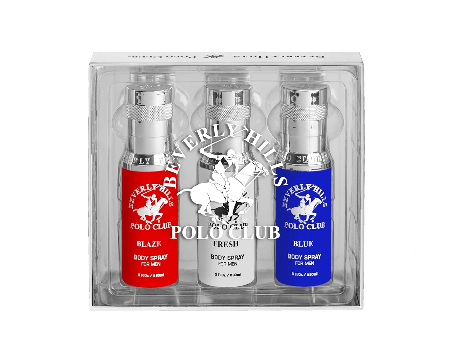 Beverly Hills Polo Club BHPC 3 Piece Body Spray Collection, Blaze Fresh & Blue