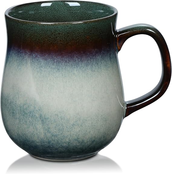 28 oz Extra Large Ceramic Coffee Mug with Big Handle (Ink Green)