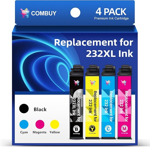 Remanufactured for 232XL Ink Cartridges Replacement for Epson 232XL Cartridges Combo Pack Work for Expression Home XP-4200 XP-4205 Workforce WF-2930 WF-2950 (Black Cyan Magenta Yellow, 4Pack)