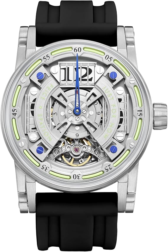 FEICE FM501 Automatic Mechanical Watch Skeleton Watch Titanium Steel 50M Waterproof Mens Wristwatch Luminous Analog Watches Silicone Strap