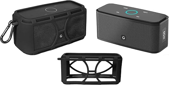 Alltravel Silicone Cover Skin for DOSS SoundBox Touch Wireless Bluetooth and SoundBox Bluetooth Speaker, Full 6 Directions Protection, Customized with Color/Shape Matching (Black)