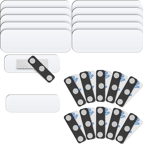 1 x 3 Blank Magnetic Name Tags, Magnet Back for ID Badge Holders, 10 Pack