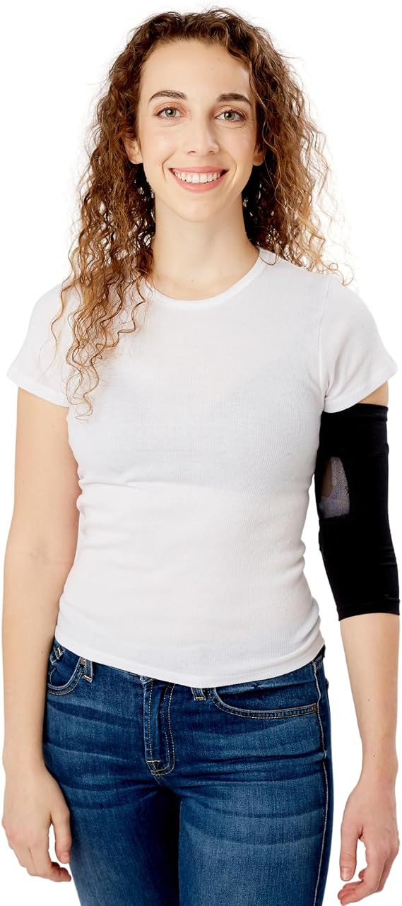 Care+Wear Long PICC Line Cover Ultra-Grip PICC Line Sleeve for Upper or Lower Arm with Mesh Viewing Window