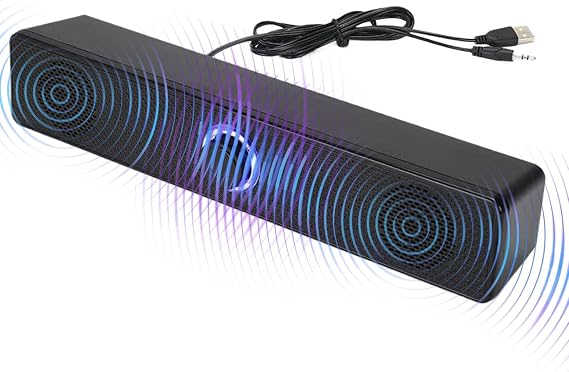 TV Soundbar Speaker - Bluetooth Surround Bass Bar, Loud Enhancer, Wireless Audio System | Slim Home Entertainment Device for Projector Laptop Desktop Monitor Game Theater Music Streaming