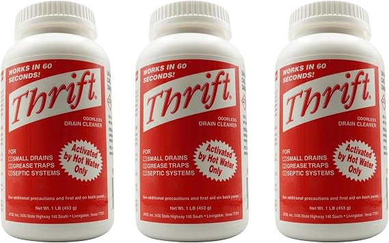 Thrift T-100 Drain Cleaner Crystals, 1 lb. (Pack of 3)