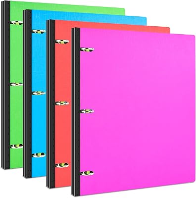 INFUN Telescoping 3 Ring Binder - 4PCS, Portable Plastic 3 Ring Binder with Telescoping Spine, Binders with Foldable Front Cover Holds 8.5x11 Paper for School, Office, Homes