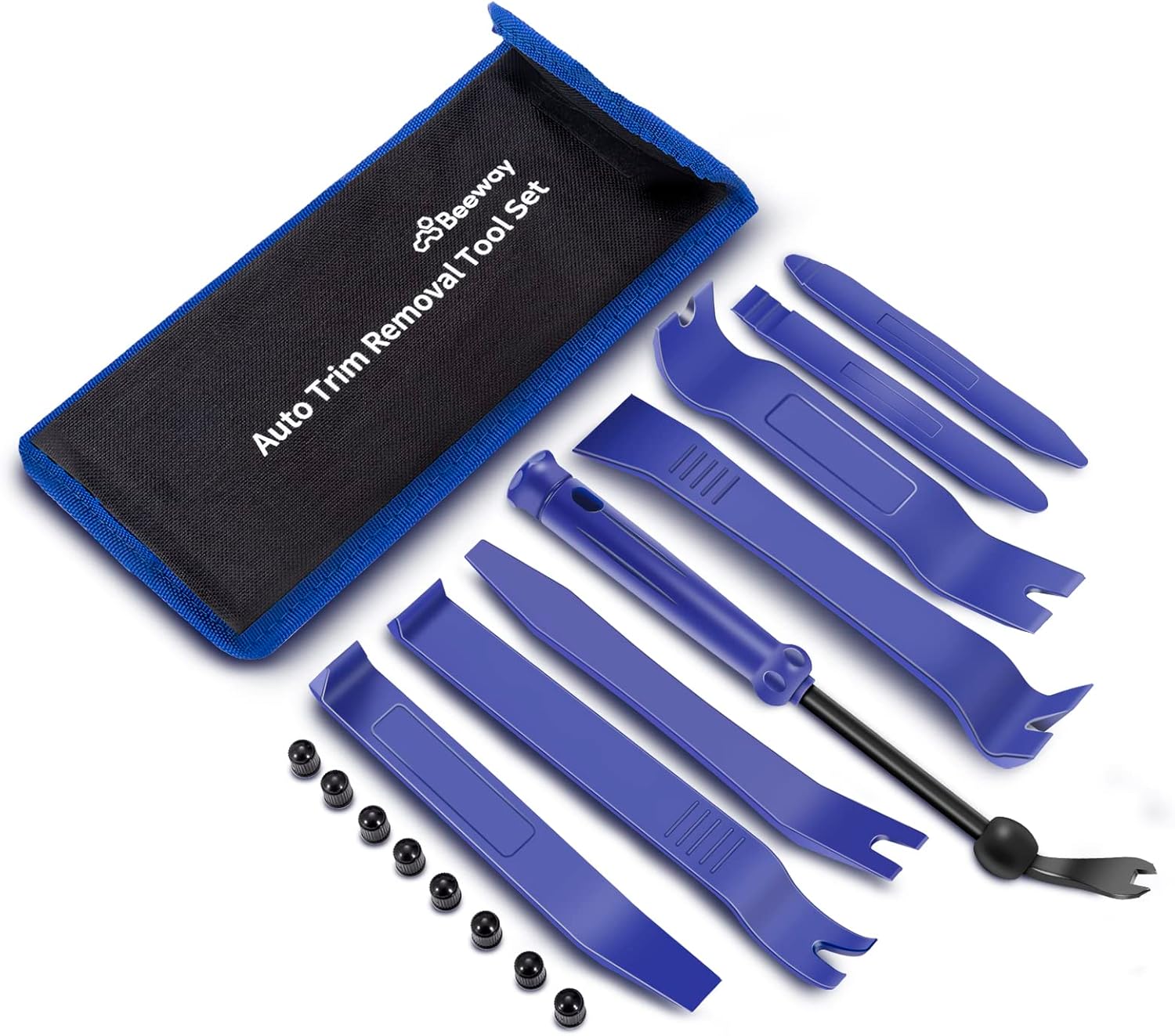 BEEWAY Auto Trim Removal Tool Set - 17in1 Car Upholstery Repair KitFastener RemoverPry Tools for Interior Trim Panel Door Window Audio Dashboard with Storage Pouch