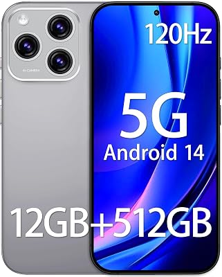 Unlocked Phones F16 PROMAX,12GB512GB,Snapdragon 888,6.8FHD Screen, 108MP48MP Camera Unlocked Smartphone, Long Battery Life 5000mAh, Face IDNavigate5GPhotosGPSAndroid 14 Gray