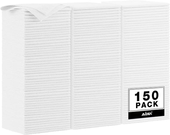 AIDEA White Microfiber Cleaning Cloth 150PK, Cleaning Rags 1212"