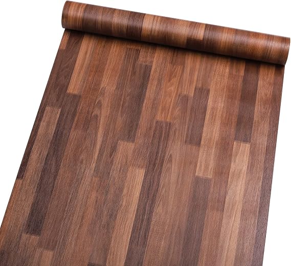Self Adhesive Wood Butcher Block Contact Paper for Kitchen Countertop Cabinets Door Table Desk Furniture Decal Wallpaper 15.7X117 Inches (Dark Color)