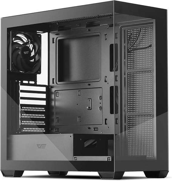 darkFlash ATX Mid-Tower PC Case, Pre-Install 1 Non-LED PWM Fans Computer Case, Full View Dual Tempered Glass Gaming PC Case, Type C Port, Supports up to 360mm Water Cooling Radiator, Black(DS900)