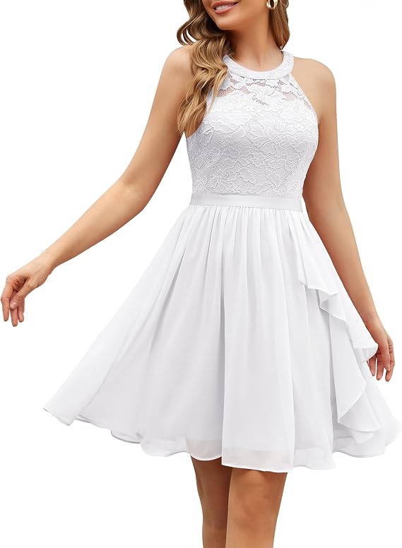 Wedtrend Women's Bridesmaid Dresses, Halter Sleeveless Cocktail Dress Ruffle A Line Short Prom Dress 2026