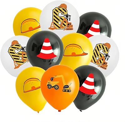 Yiran Construction Birthday Balloons, Number 6 Balloons for 6th Birthday, 12pcs Construction Birthday Party Supplies, 6 Year Old Boys Kids Birthday Party Decorations Dump Truck Birthday Number Balloon
