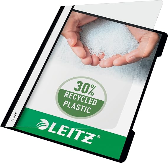 Leitz A4 Standard Plastic File, Pack of 25, 250 Sheet Capacity, Black, 41910095