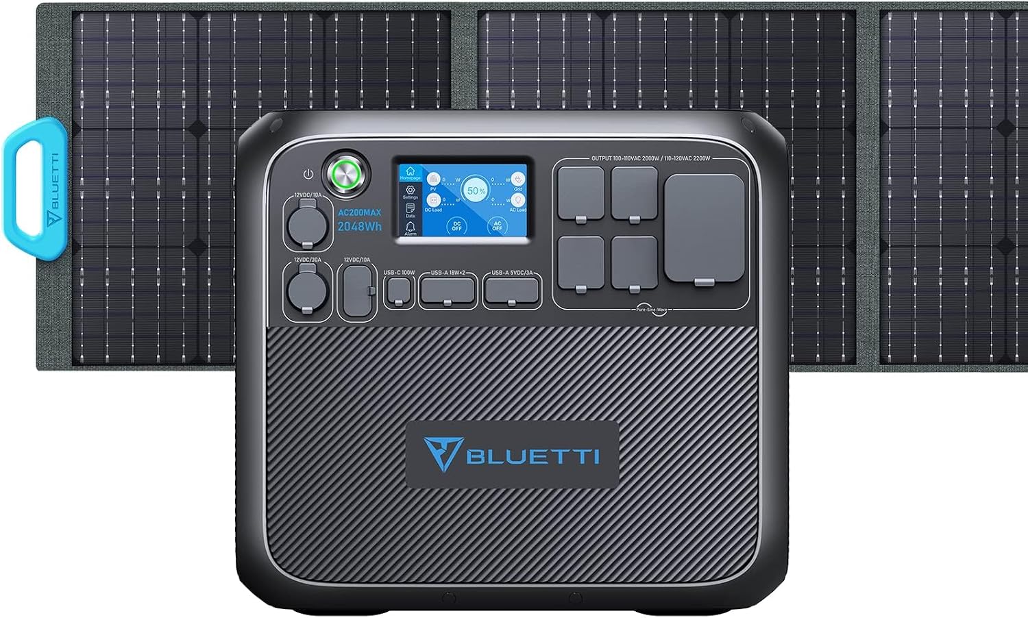 BLUETTI Solar Generator AC200MAX with 200W Solar Panel Included, 2048Wh Portable Power Station w 4 2200W AC Outlets, LiFePO4 Battery Pack, Expandable to 8192Wh for Home Backup, RV Camping, Emergency