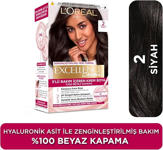 L’Oréal Paris Excellence Creme 2 Siyah Saç Boyası