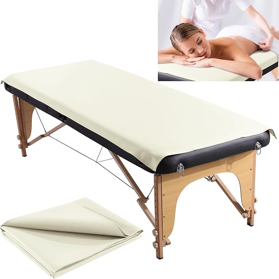 BALAPET Lash Bed Sheets Non-Sticky Sugaring and Waxing Pad Wipeable and Waterproof PU Leather Massage Table Cover Suitable for Grafting Eyelash Beds Massage Tables,SPA,Beauty(White)
