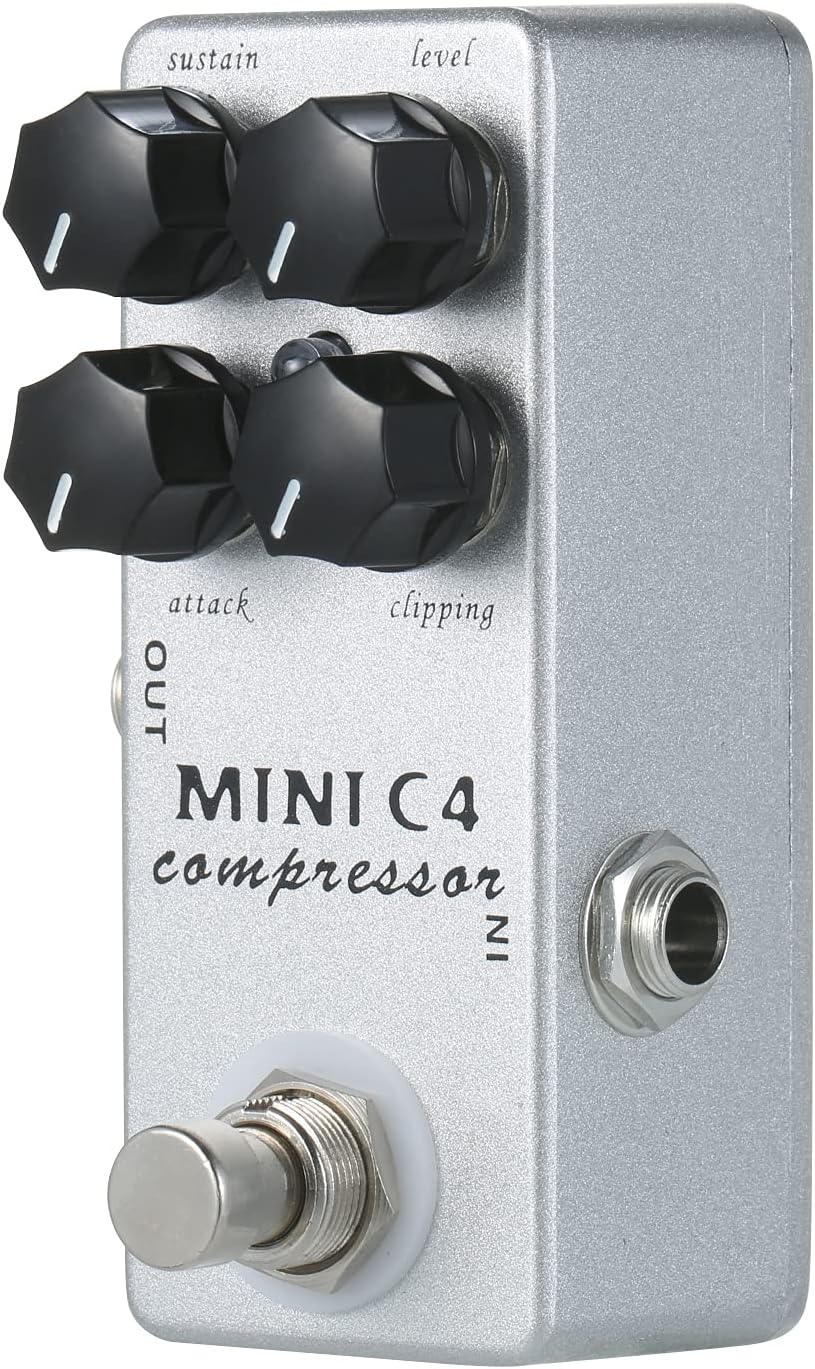 Audio Compressor, MINI C4 Compressor Guitar Effect Pedal True Bypass Silver