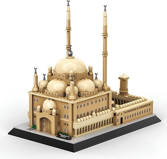 Architecture Alabaster Mosque Building Block Set — 620PCS Egypt Citadel Landmark Model for Display, Collectible Architecture Bricks Kit for Home Decor, City Street View, Idea Gift for Adult,Teen