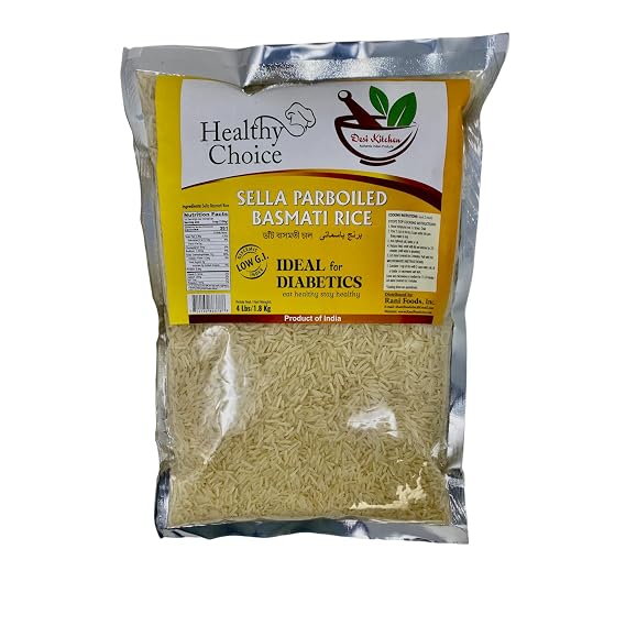 Desi Kitchen All Natural | Premium Quality | Vegan | Sela Parboiled/Diabetics Basmati Rice 4lbs (1.8kg)