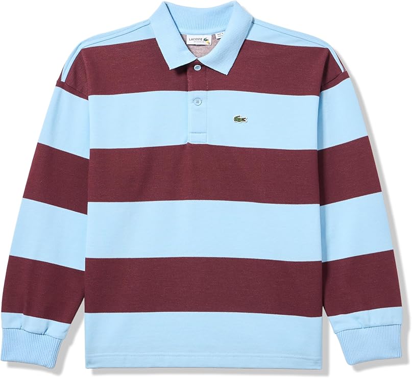 Lacoste Girls' Striped Pique Rugby Polo Shirt