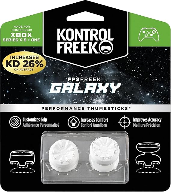 KontrolFreek FPS Freek Galaxy Black for Xbox One and Xbox Series X Controller | 2 Performance Thumbsticks | 1 High-Rise, 1 Mid-Rise | White