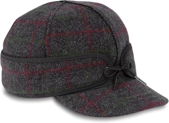 Stormy Kromer The Original Cap, Wool Blend Hat, Winter Warm Outdoor Cap for Men, Women, with Cotton Flannel Lining, Earflaps, Classic Cold Weather Gift, Adirondack Plaid, Size 7 7/8