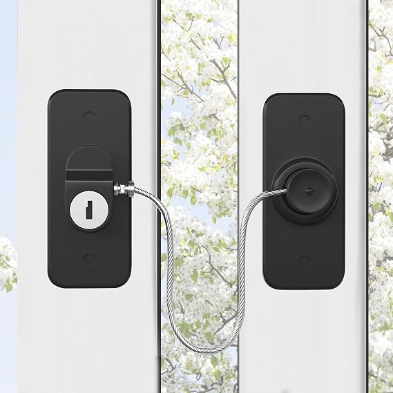 HIYAA Window Locks for UPVC Windows, 2 Packs Window Safety Locks No Drilling Window Restrictor for UPVC, Window Locks Child Safety with Key, Pet Child Locks Refrigerator Lock for Childproof