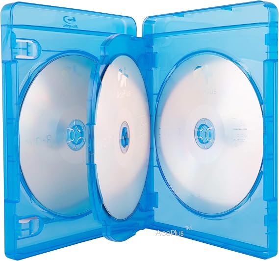 Blu-Ray Replacement Case Quad Multi 4-Disc Capacity in 22mm Extra Chubby Thickness with Logo (5-Pack)