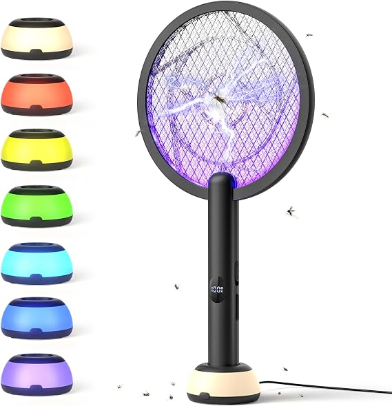 YISSVIC Electric Fly Swatter 4000V Bug Zapper Racket, Black Grey