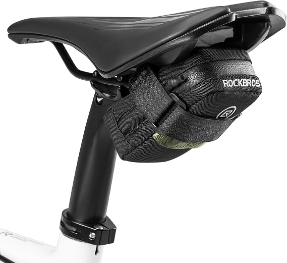ROCKBROS Bicycle Saddle Bag Road Bike Bag Mini Size Bicycle Bag Small Compact Ultra-light Storage Convenient Reflective Material Easy to Install Black | Reflective Easy Installation Black