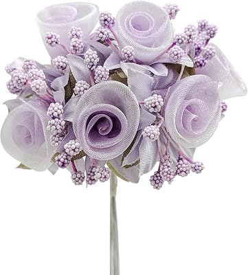 72PC Artificial Organza Silk Flower Baby Breath Pick for Home Craft Decor DIY Wedding Bridal Veil Headband Dress Cake Topper Embellishment Favor Corsage Floral Bouquet Arrangement Lavender