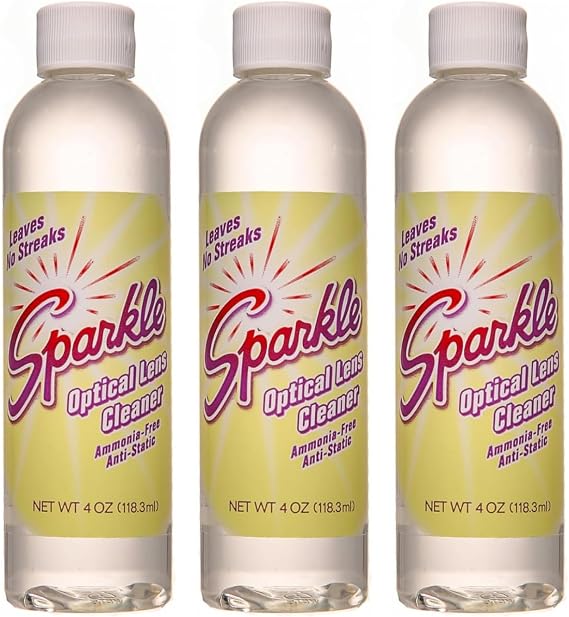 Sparkle Lens Cleaner for Glasses & Optical Surfaces Ammonia-Free, Anti-Static, Leaves No Streaks or Residue 4 oz Spray (Pack of 3)
