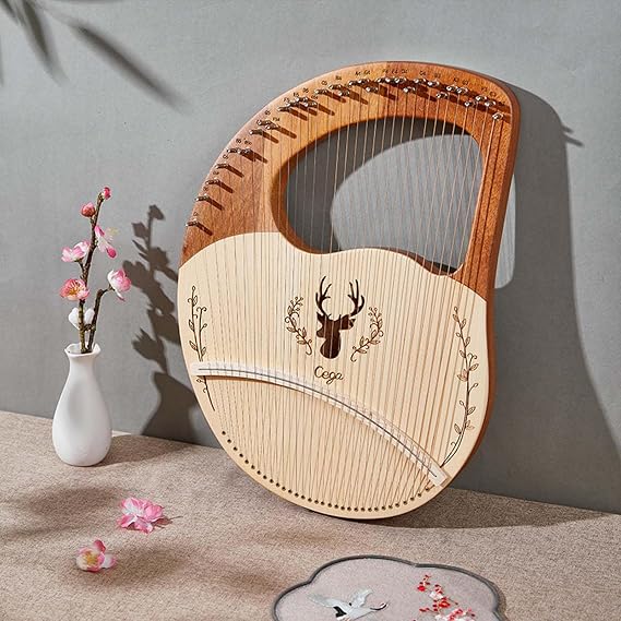 Lyre Harp 21 27 32 Strings Mahogany Wood Kids Harp Instrument Extra Metal String Set Lyre Music Book for Beginners Tuning Wrench For Music Lovers,32 String [Energy Class A]