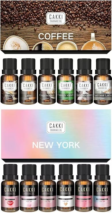 Essential Oil Sets Bundle, New York & Coffee Collection, 12X10ml, Premium Grade Fragrance Oil Sets, for Diffusers for Home, for Candles Making, for Christmas Gift