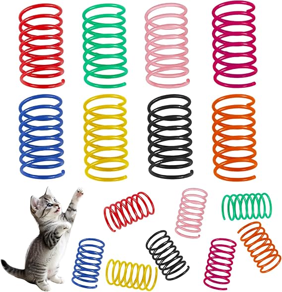 104 Pcs Cat Spring Toy, Plastic Spiral Cat Toys for Indoor Cats