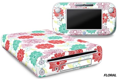 247 Skins Graphics kit Sticker Decal Compatible with Nintendo Wii U and Controllers - Floral