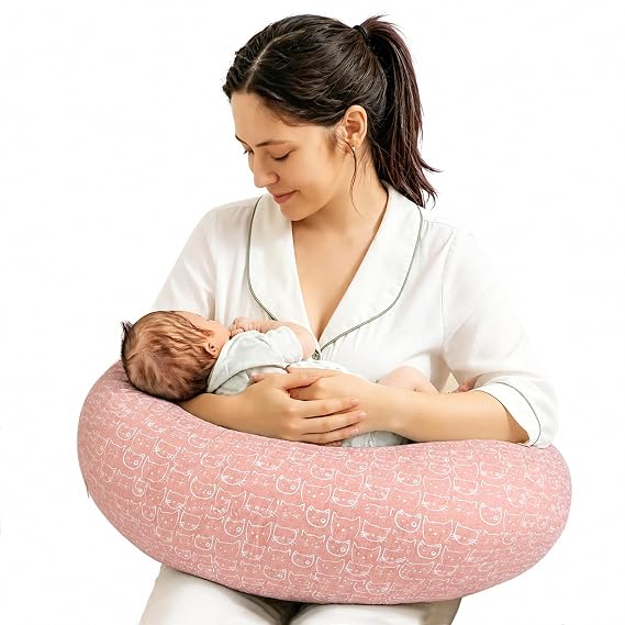 Nursing Pillow, Breastfeeding Pillows with Standard Size Removable Cover, Breast Feeding Pillow with Breathable Filling, Ergonomic Nursing Essentials for Bottle and Breastfeeding
