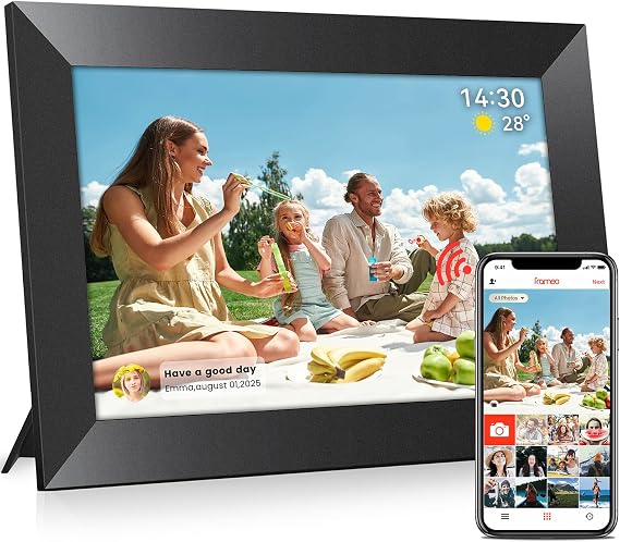 Frameo 10.1 Inch WiFi Digital Picture Frame 1280x800 HD IPS Touch Screen Smart Photo Frame Electronic, 32GB Memory Auto-Rotate Instantly Share Photos/Videos via Frameo App from Anywhere